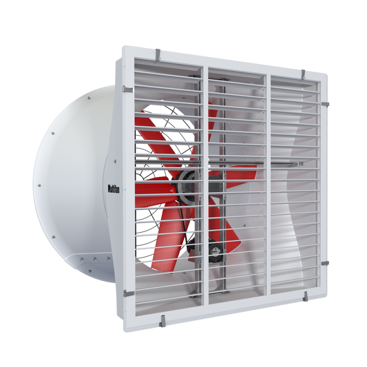 C4E14K3M10338 Vostermans Ventilation Multifan Fiberglass Cone Fans 140CM 6 Blade Single-Phase Hv Agricultural and Industrial Applications With Water and Dust Resistant Fan Motor (IP5), Aluminum Shutter, Aerodynamic Design - 230V, 60HZ, 54 Inch