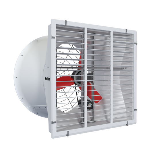 C4D14K3M10338 Vostermans Ventilation Multifan Fiberglass Cone Fans 140CM 3 Blade Three-Phase Agricultural and Industrial Applications With Water and Dust Resistant Fan Motor (IP5), Aluminum Shutter, Aerodynamic Design - 400V, 60HZ, 54 Inch