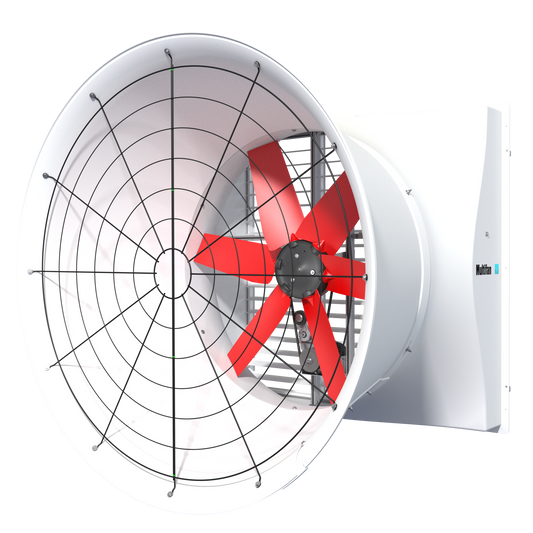 C4E14K3M10338 Vostermans Ventilation Multifan Fiberglass Cone Fans 140CM 6 Blade Single-Phase Hv Agricultural and Industrial Applications With Water and Dust Resistant Fan Motor (IP5), Aluminum Shutter, Aerodynamic Design - 230V, 60HZ, 54 Inch