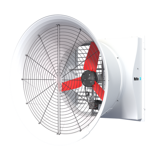 C4E13K1M10338 Vostermans Ventilation Multifan Fiberglass Cone Fans 130CM 3 Blade Single-Phase Agricultural and Industrial Applications With Water and Dust Resistant Fan Motor (IP5), Aluminum Shutter, Aerodynamic Design - 230V, 60HZ, 50 Inch
