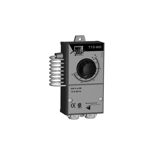 TT15WDCAM1D Vostermans Ventilation T15-WD On/off Thermostat Controls Temperature Levels With Durable and Robust, Easy to Install and Operate, and Low Investment - 250V, Max 16 A, Min 20 VA